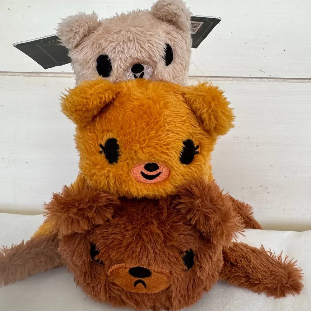 NWT, Bark Box Dog Toy GOLDILUNCH & THE THREE BEARS, L Dog, Plush 3 pc Toy, Brown